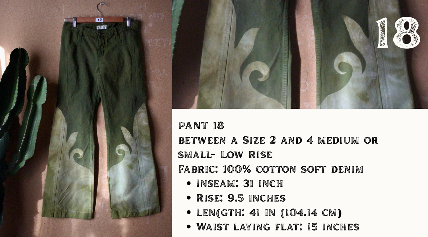 Size 4 - Emerald Shapes Of my Soul Pants - (says size 8 But def more smaller like size 4/6) UNique y2k seam details - heavy duty pants