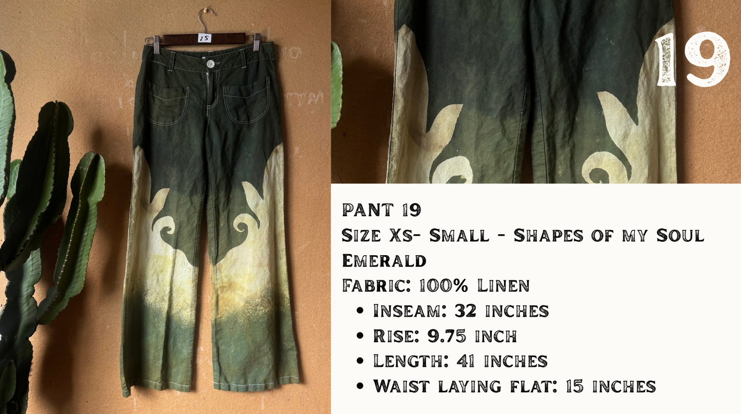 XS/ Small - Emerald Shapes of my Soul - - 100% Linen