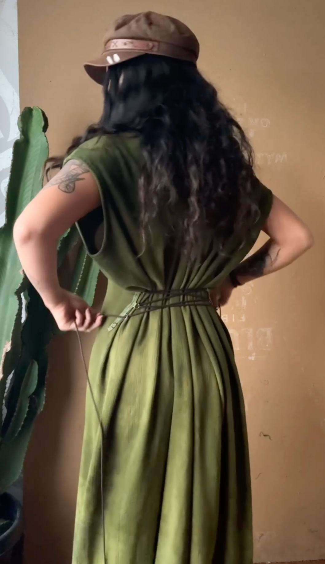1 MTO Slot- The Moss Henka Dress- Maxi or Midi option -Made to Order (4weeks) Limited Series- Olive Green Henka Dress - 100% Novelty Cotton - Deadstock Fluid and very soft&textured - limited series- hand dyed in studio