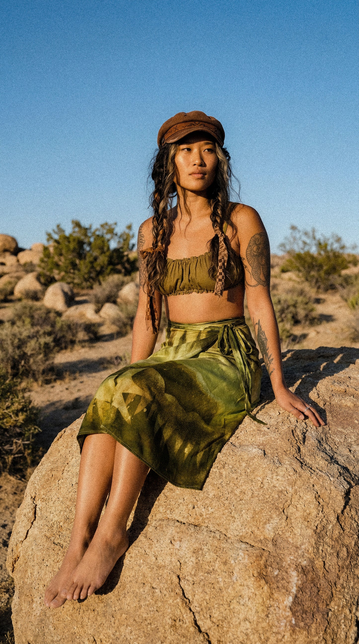 S/M - Emerald Peaks- Orange Peel waste fabric-  Wrap Skirt