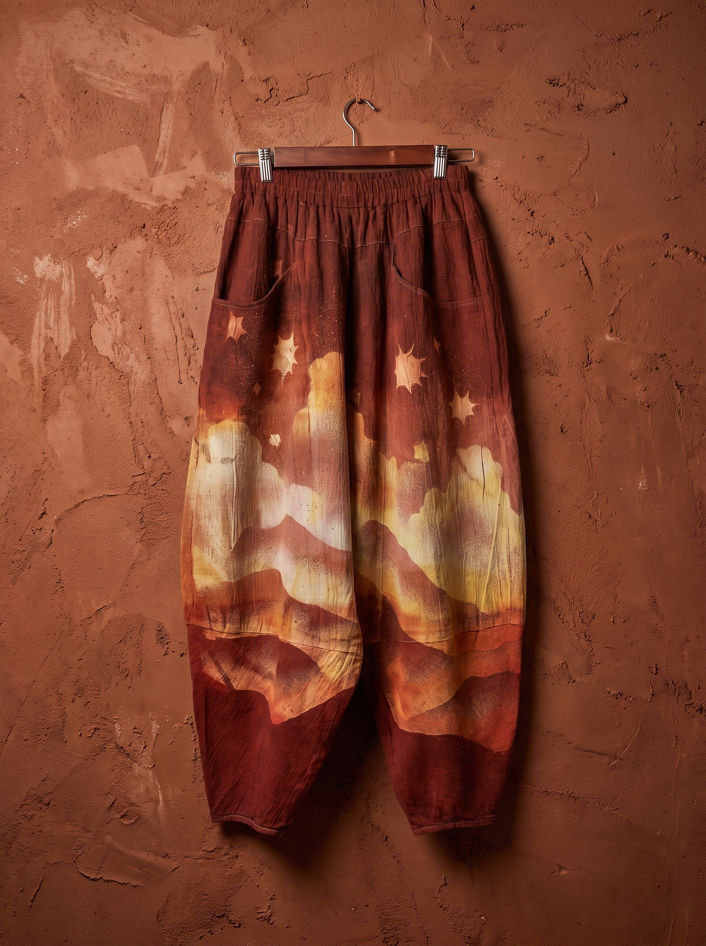 New! 4 Pre Order Slots - Golden Hour - Parachute Pants - 4-8 WEEKS CUSTOM  SLOT-Solar Power Terracotta-  100% Organic Hand loomed Kala Cotton - Limited Series