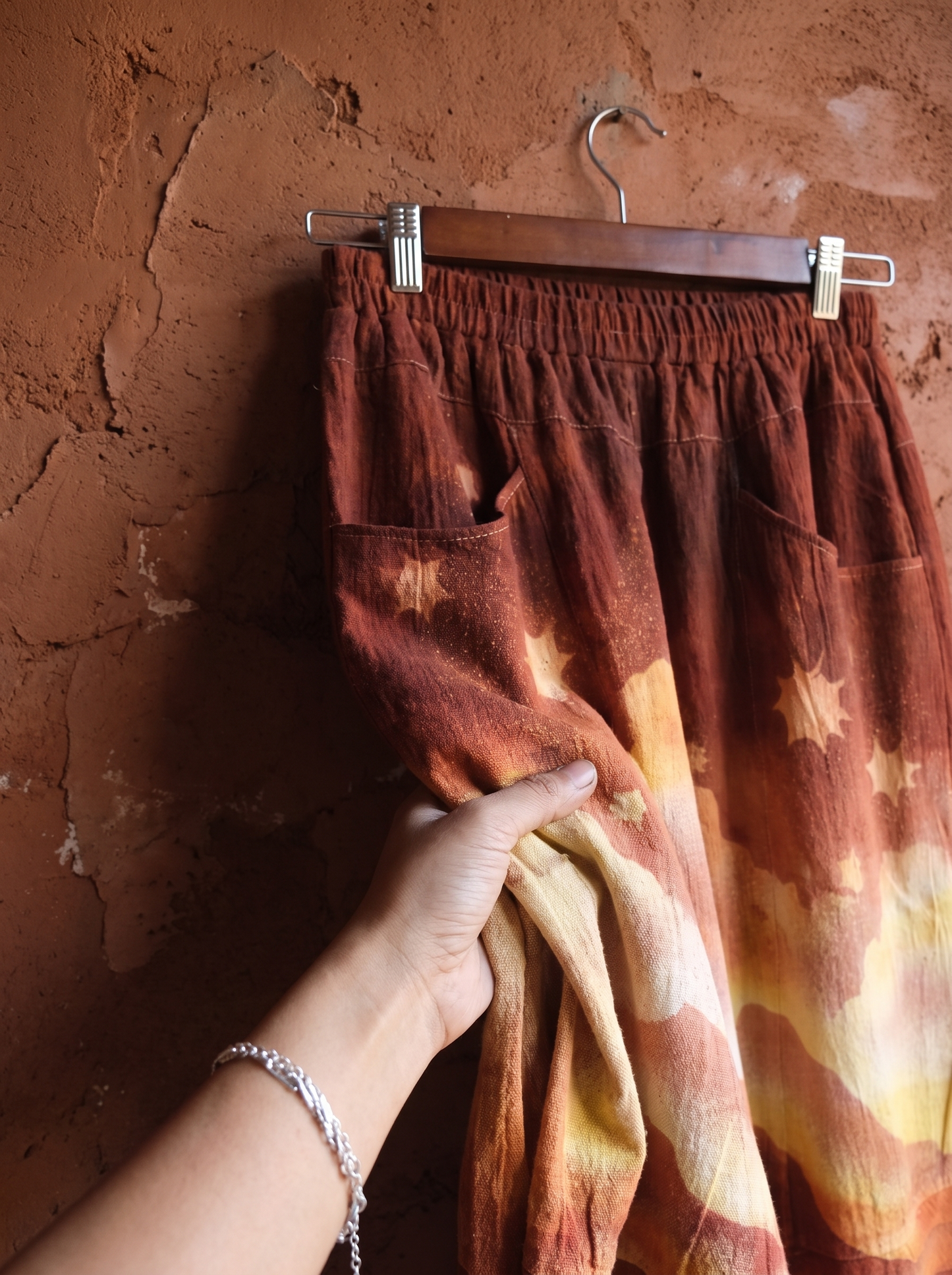 New! 4 Pre Order Slots - Golden Hour - Parachute Pants - 4-8 WEEKS CUSTOM  SLOT-Solar Power Terracotta-  100% Organic Hand loomed Kala Cotton - Limited Series