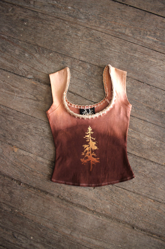 XS - One Tree Pink Resilience - Hand Embroidered Basket Top